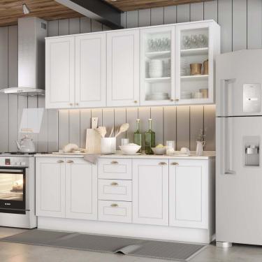 Imagem de Cozinha Modulada 4 Peças com Tampo em MDF Americana Henn - Branco/Calcare