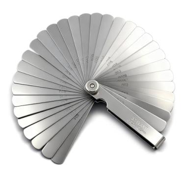 Imagem de Medidor de aço inoxidável padrão universal SAE e medidor de espessura da válvula de deslocamento métrico, ferramenta de lâmina de 32 peças para medir a largura/espessura da folga