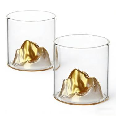 Imagem de RYUHYF Copos Fujiyama japoneses, copos de uísque à moda antiga, conjunto de 2, 300 ml (Golden Mountain)