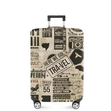 Imagem de ANNA QUEEN Capa de mala, protetor de mala, capa de viagem para bagagem de 50 a 86 cm, acessórios de viagem de elastano extensível e lavável, 112, M(fits 24-26Inch suitcase), Moderno