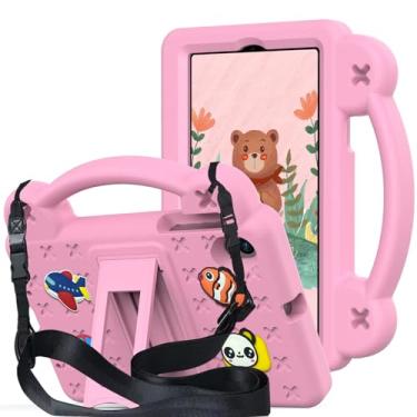 Imagem de QYiiD Capa infantil para tablet Onn. 7 polegadas 2024, proteção total à prova de choque EVA leve, alça de ombro dobrável para tablet Onn. Modelo de 7 polegadas geração 4 2024, rosa