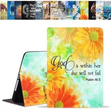 Imagem de BWOOLL Capa para Samsung Galaxy Tab A11 Plus 2025 / Samsung Galaxy Tab A9 Plus 2023 11 polegadas, capa fina e leve de couro PU com função despertar/hibernar automaticamente, citação floral, versículos