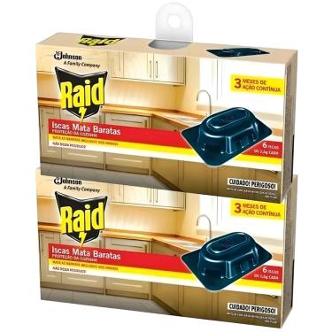 Imagem de Raid Iscas Mata Baratas 12 Unidades Elimina o Ninho com Efeito Dominó Proteção por até 3 Meses Mais Seguro para Crianças e Pets