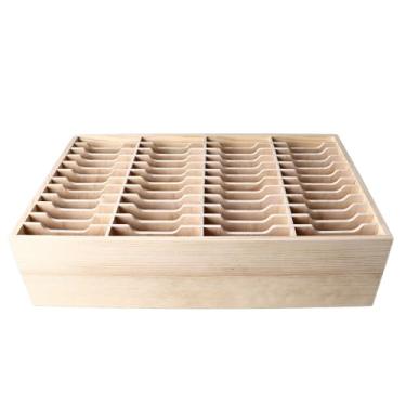 Imagem de Naroote Caixa de Telefone Celular de Mesa 48 Compartimentos Caixa de Armazenamento Com Compartimento Aberto para Uso Em Sala de Aula de Escritório Material de Madeira de Pinho
