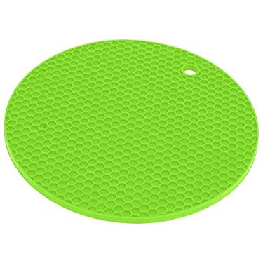 Imagem de GLOGLOW Acessórios de Fogão Tapete Resistente Ao Calor de Qualidade Alimentar para Uso Em Mesa, Micro-ondas e Forno, Resistência à Temperatura de 446 ° F, Jogo Americano Redondo de Silicone de 7,0 X