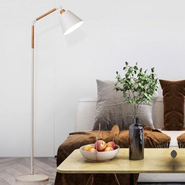 Imagem de Luminária de chão nórdica ajustável com cúpula giratória de ferro - 160 cm/62,99 pol. Design clássico moderno, lâmpada não incluída.