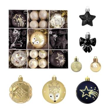 Imagem de Sclmgo Conjunto de 35 Pingentes Decorativos de Natal: E Laços, Ideais para Decorar árvores de Natal, Fazer Enfeites Natalinos Artesanais para O Dia, Ouro Preto, Tamanho real