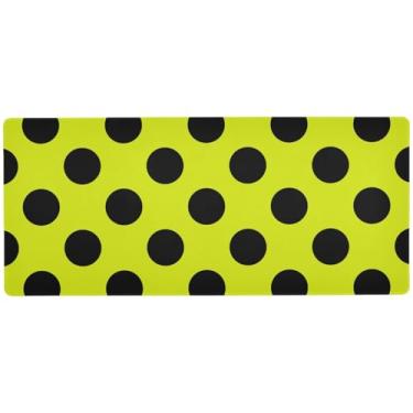 Imagem de Mouse pad moderno preto de bolinhas amarelas controle de precisão, mouse pad grande para jogos, 89,9 x 39,9 cm, mouse pad para laptop