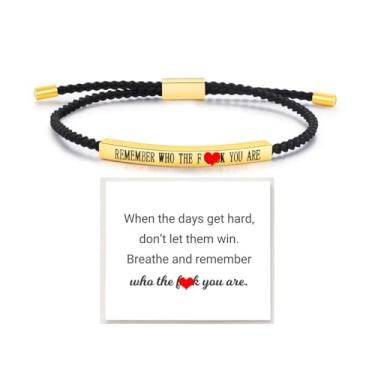 Imagem de DivaGlamz Pulseira feminina Let Them Tube para motivação, corda trançada ajustável, feita à mão, pulseira gravada de aço inoxidável para minha filha/melhor amiga joias inspiradoras presentes, Large