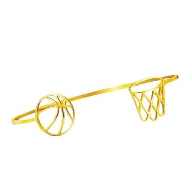 Imagem de VASSAGO Pulseira de basquete para mulheres, homens, com argola de basquete vazada e pulseira de bola ajustável, joia esportiva, presente para adolescentes e treinadores de times, One Size, Aço