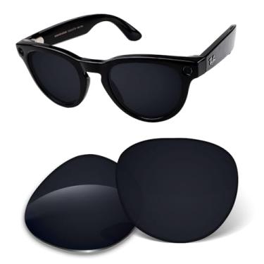 Imagem de Lentes de substituição de 1,6 mm compatíveis com óculos inteligentes RayBan Meta Headliner (Gen 2) RW4013 50 mm, antiarranhões e ajuste fácil (preto escuro)