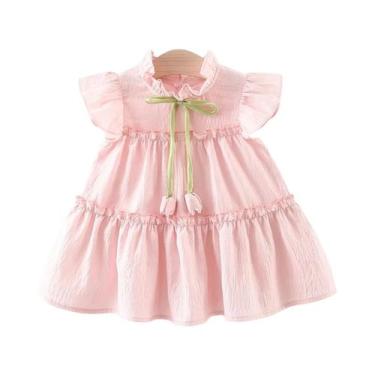Imagem de Vestido De Verão Para Menina Bebê, Vestido Princesa Tulipa Com Mangas 