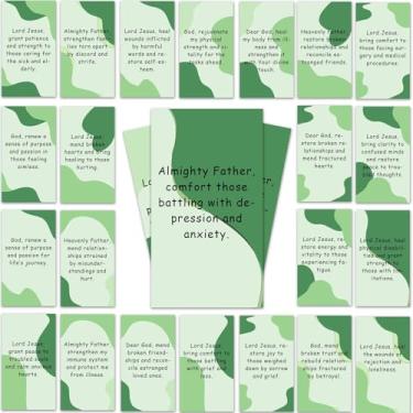 Imagem de 100 peças de cartão de oração 8,9 x 5 cm pedido de oração cartões de escritura inspiradores com versículos bíblicos para devoção diária presente cristão para mulheres, homens e amigos (verde)