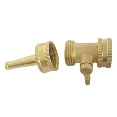 Imagem de Bico De Mangueira Em Latão - Acessório De Jardinagem Em Latão Resistente Antiderrapante Com Válvula | Bico De Pressão Para Mangueira De Jardim - Para Jardinagem Lavagem De Carros Limpeza