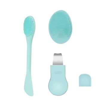 Imagem de Ferramenta de remoção de cravos para rosto e nariz – Escova de limpeza de poros 3 em 1/raspador de cuidados com a pele/aço inoxidável e silicone/homens e mulheres