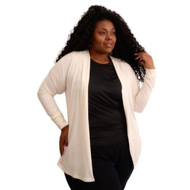Imagem de Cardigan Plus Size Casaquinho Manga Longa KIMONO Feminino - FR Moda Fi