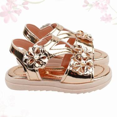 Imagem de Sandália Feminina Infantil Menina Confortável e Macia Moda Verão com F