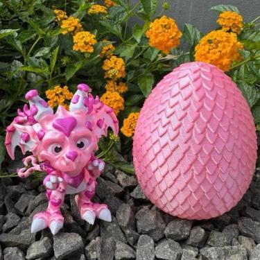 Imagem de Kit Ovo De Dragão Com Filhote Articulado - Got - Criatura Rosa - FLEX3