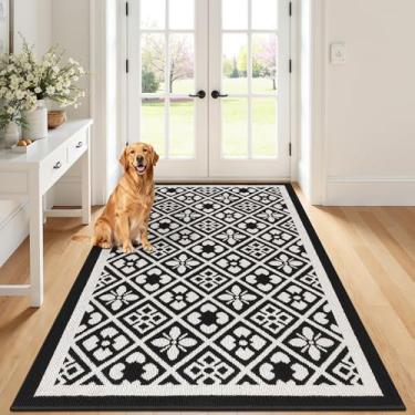 Imagem de Ileading Tapete grande para porta interna, 10 x 15 m, absorvente para patas enlameadas, lavável na máquina, tapete de sala de estar com suporte de borracha antiderrapante, tapete interno discreto para