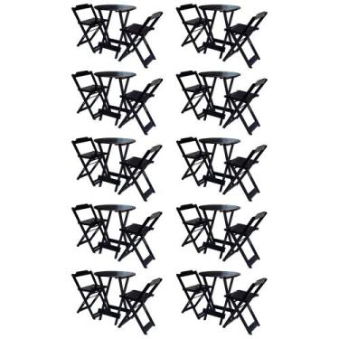 Imagem de Kit 10 Jogos de Mesa Bistrô de Madeira com 2 Cadeiras Dobravel Ideal p