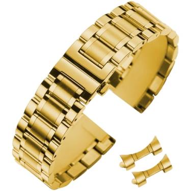 Imagem de Niziruoup Pulseira de relógio de aço inoxidável universal de 22 mm, pulseira de reposição para smartwatch, masculina e feminina, serve na maioria dos relógios tradicionais, aço inoxidável, ouro