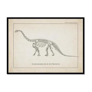 Imagem de Arte de parede de esqueleto de dinossauro vintage, paleontologia, pôsteres em tela, fósseis de dinossauro, impressões artísticas, esboços, fotos, decoração de quarto de menino (SKU4,20.3x30.5 cm =