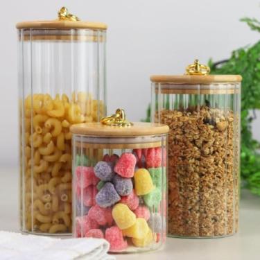 Imagem de Crie Seu Kit de Potes Hermético para Mantimentos e Organizador de Cozinha Dispensa Armário (KIT CANELADO TRANSP ARGOLA,3 POTES (PMG))