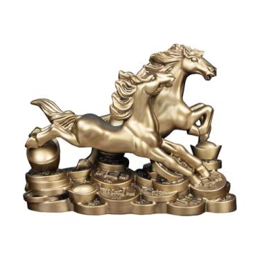 Imagem de Baoblaze Estátua de Cavalo em Resina, Estatueta de Cavalo, Peça Decorativa Moderna, Escultura para Decoração Feng Shui, Ideal para Lareira ou Mesa, Bronze, S