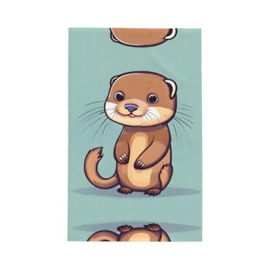 Imagem de XLLingL Toalhas de cozinha com estampa de lontras fofas de desenho animado, panos de prato de microfibra, para decoração e limpeza de cozinha - 1 peça