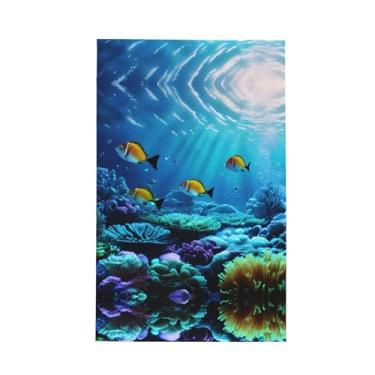 Imagem de XLLingL Toalhas de cozinha de waffle com estampa de cenário subaquático tranquilo, panos de prato de microfibra, perfeitos para decoração e limpeza de cozinha - 1 peça