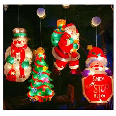Imagem de Cordão de luzes LED, luzes de decoração de Natal, Papai Noel, ventosa, luzes de floco de neve, decoração de janela, enfeites de luz de bateria 4 (4)