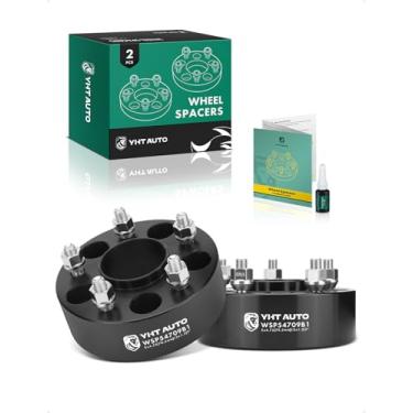 Imagem de YHTAUTO Espaçadores de roda 5 x 4,75 polegadas 5 polegadas compatíveis com modelos 1979-2019 Chevrolet, GMC, Buick, Cadillac, Pontiac Espaçadores de pneu com pinos de grau M12 x 1,5 e 12,9, furo do cubo de 70,5 mm 5 pinos 2 peças adaptador de roda preto
