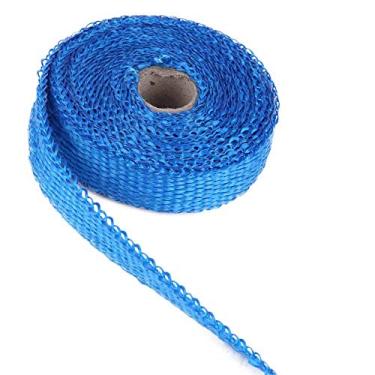Imagem de Cryfokt Fita Isolante de Alta Temperatura para Escapamento de Carro Com 4 Abraçadeiras de Aço Inoxidável para DIYers (Azul)