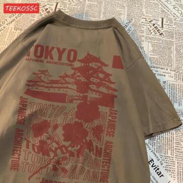 Imagem de Camisetas De Algodão Oversize Femininas Com Estampa De Sakura De Tóqui