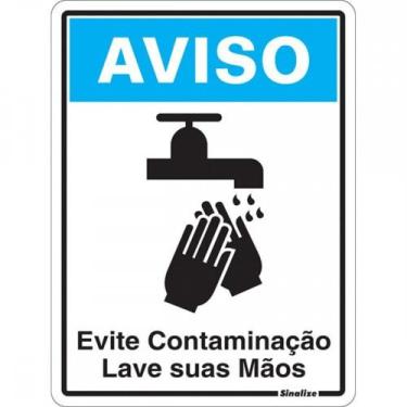 Imagem de Placa Sinalizacao Poliestireno 15X20 ''Aviso Evite Contaminacao Lave A