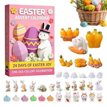 Imagem de Calendário De Contagem Regressiva Da Páscoa Com Enfeites - Decoração De Cena Primaveril De 24 Dias | Contagem Regressiva Para Coelhos Da Páscoa,Para Família Adultos Crianças Sala De Jantar Sala De
