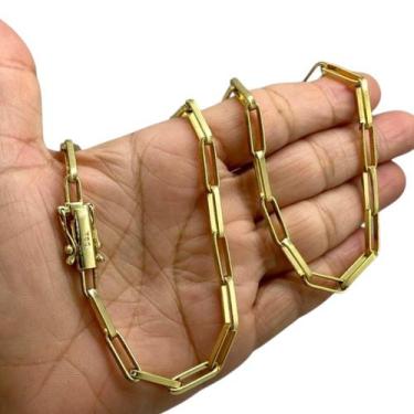 Imagem de Corrente Tijolinho Alongado 6mm Fecho 750 Banhado Ouro - ToJoia18k