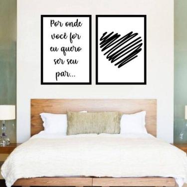 Imagem de Kit 2 Quadros Quero Ser Seu Par 60X40Cm Moldura Preta