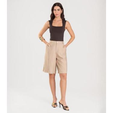 Imagem de Blusa Feminina Com Decote Quadrado Dianna Marrom, P, Marrom