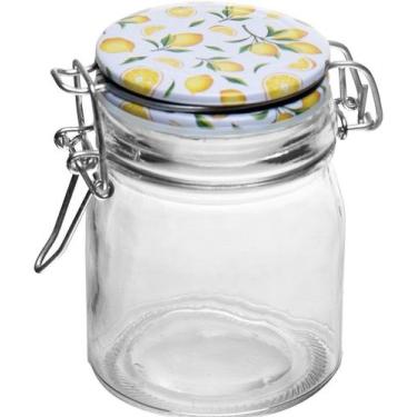 Imagem de Pote Hermético 200ml Com Tampa Branca E Clipe Em Metal Siciliano Vidro