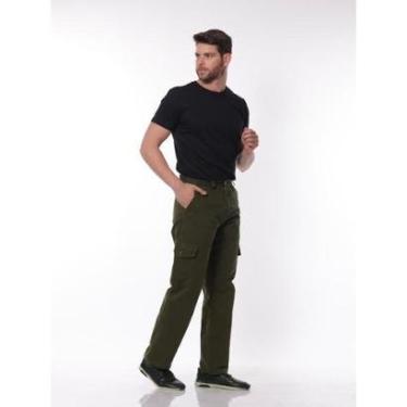 Imagem de Calça Masculina Cargo em Sarja 7888 Verde Musgo-Masculino