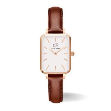 Imagem de Relógio Feminino Quadrado Pulseira Marrom Piermont Rosé New Port-Feminino