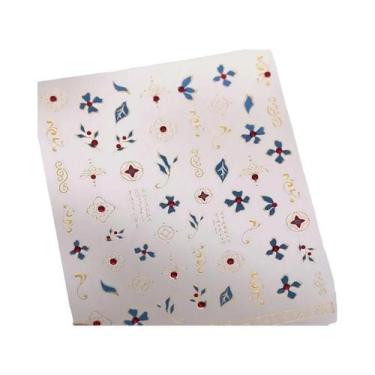 Imagem de Adesivo De Unha 5D Colorido Boêmio Com Coração, Lua, Pérola E Strass, 