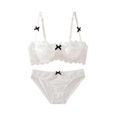 Imagem de Conjunto De Sutiã Sexy De Renda Com Efeito Push-up, Copo Meio, Ultra-f