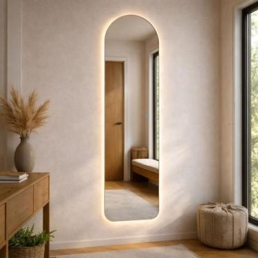 Imagem de Espelho Grande Corpo Inteiro Base Reta Decorativo para Quarto Closet S