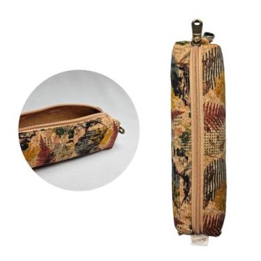 Imagem de Estojo Escolar Floral Cortiça Organizador Zíper Natureza Top Material 