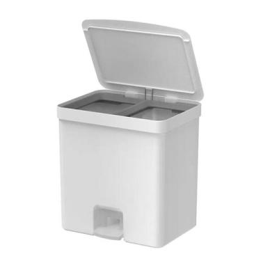 Imagem de Lixeira De Pedal Trium 20 Litros Com Duplo Compartimento Ou, Branco