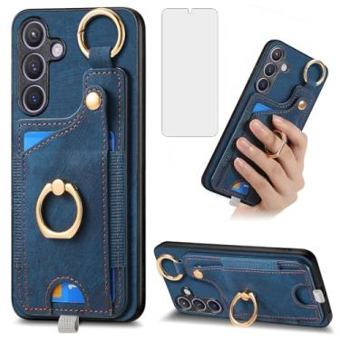 Imagem de Asuwish Capa de celular para Samsung Galaxy S25 Plus S25+ 5G capa carteira celular com protetor de tela de vidro temperado e suporte de anel fino para cartão de crédito S25Plus 25S + S 25 25+ SM-S936U