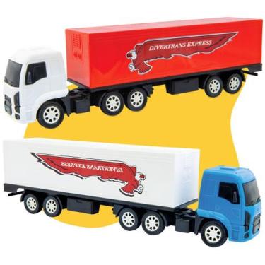 Imagem de Caminhão Brinquedo Carreta Baú Brinquedo Abre Porta Grande Resistente 