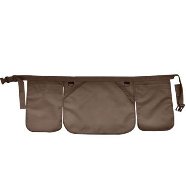 Imagem de LUMINFLY Avental utilitário na cintura, ajustável com 3 bolsos, meio avental de poliéster para trabalho, entrega, jardim, café, servidores, marrom
